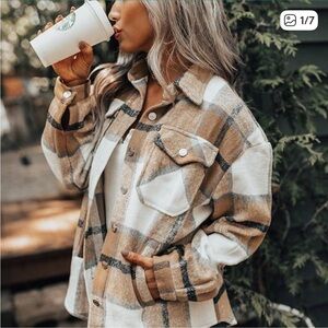 New Plaid Oversized Flannel Shirt Jacket Shacket